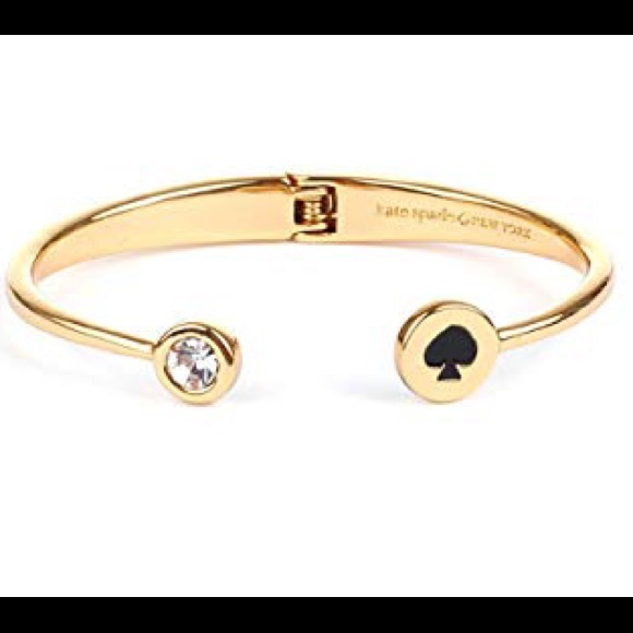 kate spade Jewelry - Kate Spade Gold Crystal Bangle w/ Black Spade